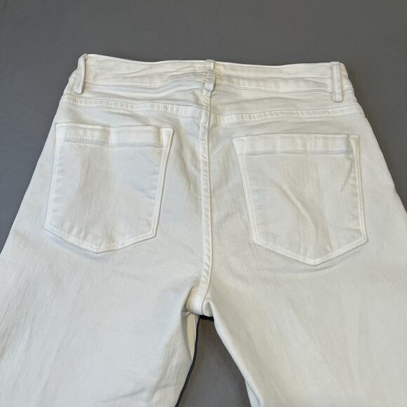 ANN MASHBURN Straight Cropped Jean Cream Stretch Denim Size 25 Inseam 25.5" - Picture 5 of 11